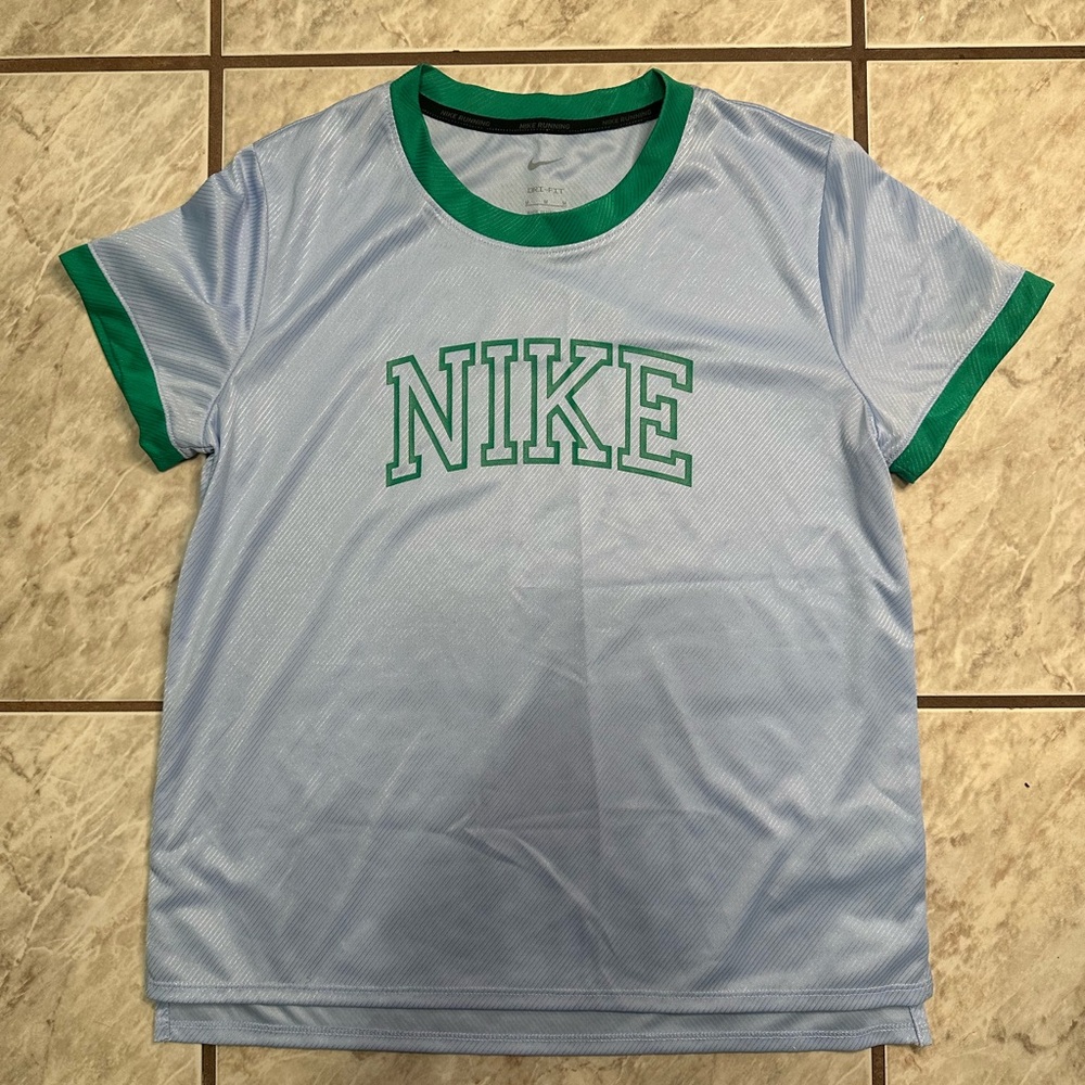 Nike Women’s DF Swoosh Running Sports Top Blue And Green Dri Fit  Size M